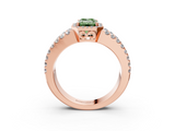 Rose gold Fancy Green Emerald  Cut Halo Split Shank Diamond Ring with Four-Prong Setting_46
