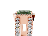 Rose gold Fancy Green Emerald  Cut Halo Split Shank Diamond Ring with Four-Prong Setting_48