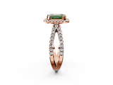 Rose gold Fancy Green Emerald  Cut Halo Split Shank Pave Set Ring_64