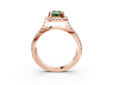 Rose gold Fancy Green Emerald  Cut Halo Split Shank Pave Set Ring_65