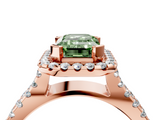 Rose gold Fancy Green Emerald  Cut Halo Split Shank Pave Set Ring_66