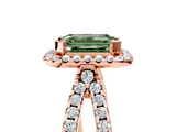 Rose gold Fancy Green Emerald  Cut Halo Split Shank Pave Set Ring_67