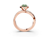 Rose gold Fancy Green Emerald  Cut Halo Split Shank Prong Setting Ring_15
