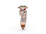 Rose gold Fancy Green Emerald  Cut Halo Split Shank Prong Setting Ring_63