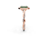 Rose gold Fancy Green Emerald Cut Halo Twist Band with Four-Prong Setting_14