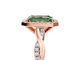 Rose gold Fancy Green Emerald  Cut Halo Twisted Band Four-Prong Ring_25