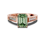 Rose gold Fancy Green Emerald  Cut Milgrain Channel Set Engagement Ring with Solitaire Prong Setting_80