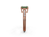 Rose gold Fancy Green Emerald  Cut Milgrain Channel Set Engagement Ring with Solitaire Prong Setting_82