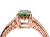 Rose gold Fancy Green Emerald  Cut Milgrain Channel Set Engagement Ring with Solitaire Prong Setting_84