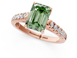 Rose gold Fancy Green Emerald  Cut Pavé Band Solitaire Ring with Four-Prong Setting_26