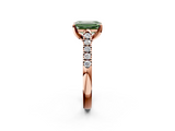 Rose gold Fancy Green Emerald  Cut Pavé Band Solitaire Ring with Four-Prong Setting_27