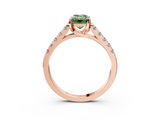 Rose gold Fancy Green Emerald  Cut Pavé Band Solitaire Ring with Four-Prong Setting_28