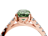 Rose gold Fancy Green Emerald  Cut Pavé Band Solitaire Ring with Four-Prong Setting_29