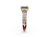 Rose gold Fancy Green Emerald  Cut Pave Diamond Engagement Ring with Channel Set Band and Four-Prong Setting_23