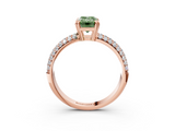 Rose gold Fancy Green Emerald  Cut Pave Diamond Engagement Ring with Channel Set Band and Four-Prong Setting_24