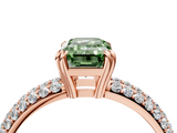 Rose gold Fancy Green Emerald  Cut Pave Diamond Engagement Ring with Channel Set Band and Four-Prong Setting_25