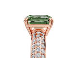 Rose gold Fancy Green Emerald  Cut Pave Diamond Engagement Ring with Channel Set Band and Four-Prong Setting_26