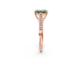 Rose gold Fancy Green Emerald Cut Solitaire Cathedral Diamond Engagement Ring with Channel-Set Band and Four-Prong Setting_5