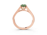 Rose gold Fancy Green Emerald Cut Solitaire Cathedral Diamond Engagement Ring with Channel-Set Band and Four-Prong Setting_6