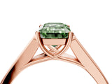 Rose gold Fancy Green Emerald Cut Solitaire Cathedral Diamond Engagement Ring with Channel-Set Band and Four-Prong Setting_7