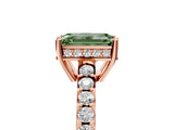 Rose gold Fancy Green Emerald Cut Solitaire Diamond Engagement Ring with Pavé Band and Six-Prong Setting_17