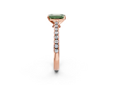 Rose gold Fancy Green Emerald  Cut Solitaire Diamond Engagement Ring with Pave Band and Four-Prong Setting_184