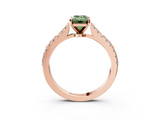 Rose gold Fancy Green Emerald  Cut Solitaire Diamond Engagement Ring with Pave Band and Four-Prong Setting_185