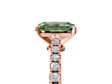 Rose gold Fancy Green Emerald  Cut Solitaire Diamond Engagement Ring with Pave Band and Four-Prong Setting_187