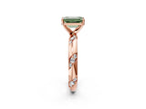 Rose gold Fancy Green Emerald Cut Solitaire Diamond Engagement Ring with Twisted Pave Band and Four-Prong Setting_5