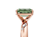 Rose gold Fancy Green Emerald Cut Solitaire Diamond Engagement Ring with Twisted Pave Band and Four-Prong Setting_8