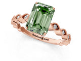 Rose gold Fancy Green Emerald Cut Solitaire Diamond Ring with Infinity Twist Band and Four-Prong Setting_1
