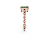 Rose gold Fancy Green Emerald Cut Solitaire Diamond Ring with Infinity Twist Band and Four-Prong Setting_2