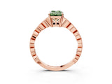 Rose gold Fancy Green Emerald Cut Solitaire Diamond Ring with Infinity Twist Band and Four-Prong Setting_3