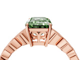 Rose gold Fancy Green Emerald Cut Solitaire Diamond Ring with Infinity Twist Band and Four-Prong Setting_4