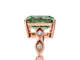 Rose gold Fancy Green Emerald Cut Solitaire Diamond Ring with Infinity Twist Band and Four-Prong Setting_5
