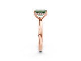 Rose gold Fancy Green Emerald Cut Solitaire Diamond Ring with Prong Setting and Plain Band_2