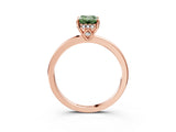 Rose gold Fancy Green Emerald Cut Solitaire Diamond Ring with Prong Setting and Plain Band_3