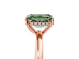 Rose gold Fancy Green Emerald Cut Solitaire Diamond Ring with Prong Setting and Plain Band_5