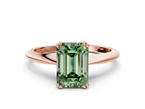 Rose gold Fancy Green Emerald Cut Solitaire Diamond Ring with Six-Prong Setting and Classic Band_12