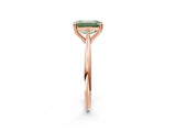 Rose gold Fancy Green Emerald Cut Solitaire Diamond Ring with Six-Prong Setting and Classic Band_14