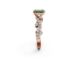 Rose gold Fancy Green Emerald  Cut Solitaire Diamond Twisted Band with Pave Setting_49