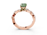 Rose gold Fancy Green Emerald  Cut Solitaire Diamond Twisted Band with Pave Setting_50