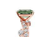 Rose gold Fancy Green Emerald  Cut Solitaire Diamond Twisted Band with Pave Setting_52