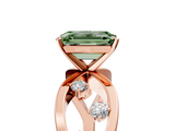 Rose gold Fancy Green Emerald  Cut Solitaire Diamond with Side Stones on Criss-Cross Band and Four-Prong Setting_8