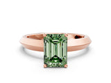 Rose gold Fancy Green Emerald  Cut Solitaire Engagement Ring with Flat Band and Four-Prong Setting 1