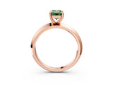 Rose gold Fancy Green Emerald  Cut Solitaire Engagement Ring with Flat Band and Four-Prong Setting 4