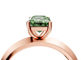 Rose gold Fancy Green Emerald  Cut Solitaire Engagement Ring with Flat Band and Four-Prong Setting 5
