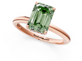 Rose gold Fancy Green Emerald  Cut Solitaire Engagement Ring with Four-Prong Setting and Classic Band_21