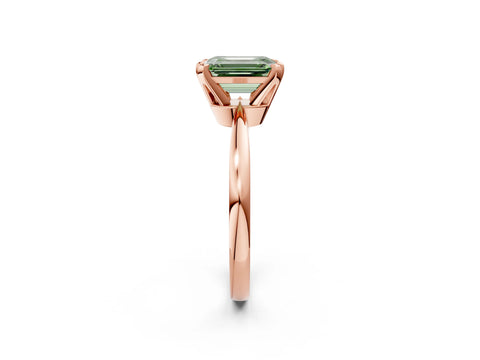 Rose gold Fancy Green Emerald Cut Solitaire Engagement Ring with Six-Prong Setting and Tapered Band_2