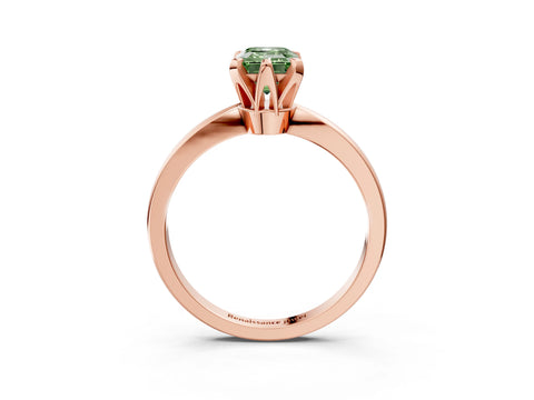 Rose gold Fancy Green Emerald Cut Solitaire Engagement Ring with Six-Prong Setting and Tapered Band_3